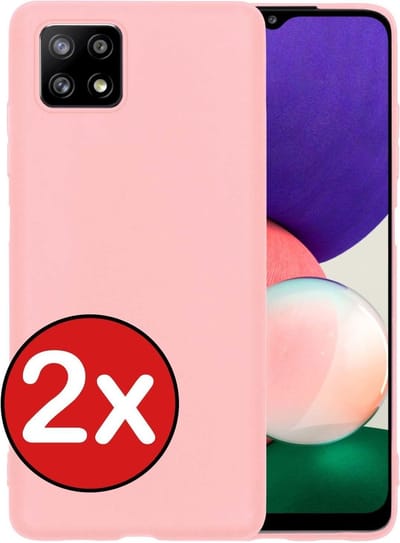 Hoesje - 2 Stuks - Geschikt voor Samsung Galaxy A22 5G - Sterk & Shockproof - Telefoonhoes - Back Cover - Case Siliconen - Telefoon Hoes - Lichtroze