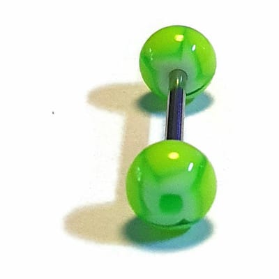 Aramat Jewels | Tongpiercings | Stalen Tongpiercing Bloem Geel Groen | | | |6mm | Staal | Volwassenen | Verkleurd niet
