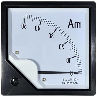 Ampèremeter - Stroommeter - Elektriciteit meten - Analoge weergave - 80x80 mm - Wit