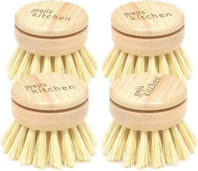 Set van 4 Houten Afwasborstels met Bamboe Handvat en Sisalvezel Borstels - Eco-vriendelijk en Krasvrij