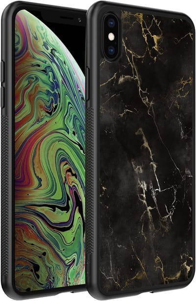Smartphonica Telefoonhoesje voor iPhone Xs Max met marmer opdruk - TPU backcover case marble design - Zwart geschikt voor iPhone Xs Max