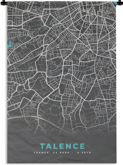 Wandkleed - Wanddoek - Talence - Frankrijk - Kaart - Plattegrond - Stadskaart - 120x180 cm - Wandtapijt