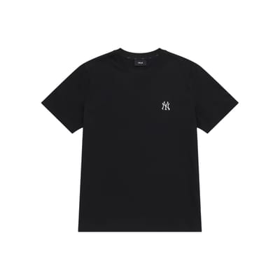 MLB New York Yankees Basic Serie SS25 Effen Kleur Veelzijdig Geborduurd Klein Logo Gedrukt Casual Mode Sport T-shirt met Korte Mouwen 3ATSB0153-50BKS XS