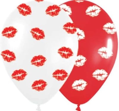 4x Ballonnen 30 cm Kusjes Rood & Wit van Sempertex