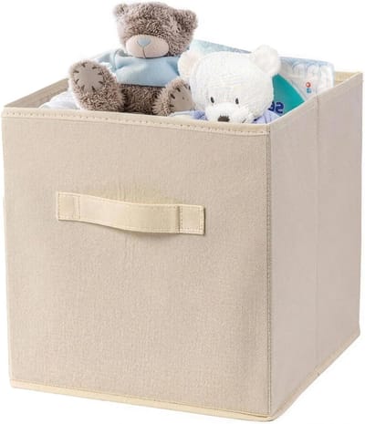 Opbergdozen Set - Opvouwbare Bakken - Ruimte Ordenen - Met Handgrepen - 33 x 33 x 33 cm - Beige