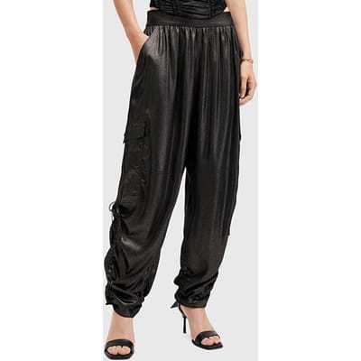 AllSaints Kaye Trouser Metallic Black Taglia: XS | Pantaloni cargo Outlet | Donna | Nero