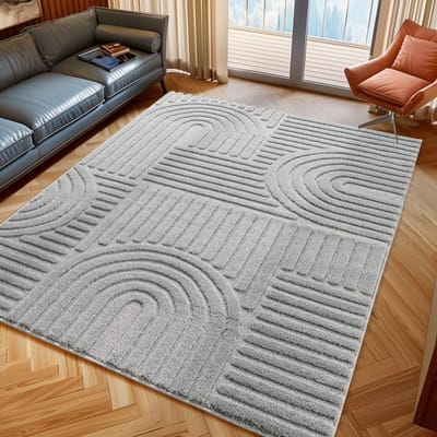 Binnenkleed, zilverkleurig, van jute, antislip, plat geweven, wasbaar. 120x170 cm