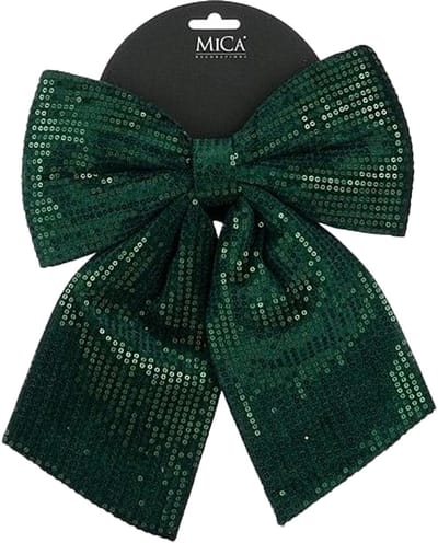 House of Seasons Kerst strik ornament - groen - 24 x 28 cm - polyester pailletten- kerststrik