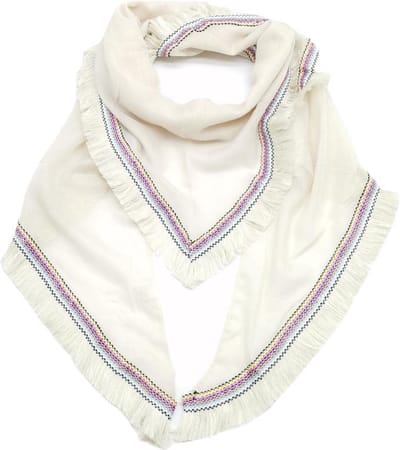 Driehoekige sjaal Donya effen beige met fantasierand Ibiza style