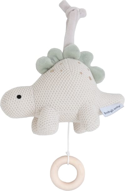 Baby's Only Muziekdoos Dino Animals - Baby Muziekdoosje - Speeldoosje - Voor jongens en meisjes - Muziekhanger dino - Laurel Green/Warm Linen - Muziek speelgoed