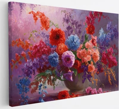 Saammp Canvas Schilderij - Abstract Bloemenschilderij - Natuur - Abstract - 30x20 - Foto op canvas - Wanddecoratie - Muurdecoratie Woonkamer - Kantoor Decoratie