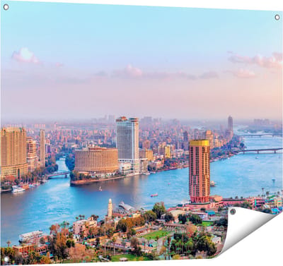 Gards Tuinposter De Nijl Rivier in Cairo, Egypte - 100x80 cm - Tuindoek - Tuindecoratie - Wanddecoratie buiten - Tuinschilderij