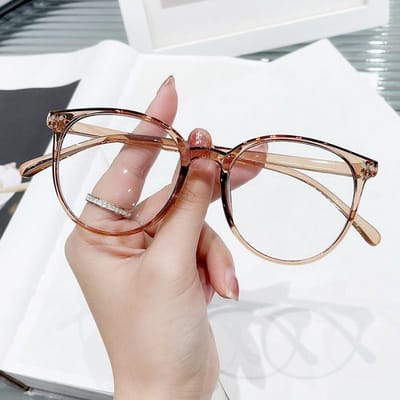 Anti Blauw Licht Bril Artistieke Bijziendheidsbril Montuur Platte Lens Bril PC Materiaal Voor Dagelijks Shoppen Feest beige
