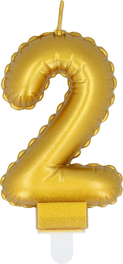 Boland - Kaarsje '2' goud 2 Goud - Black & Gold - Black & Gold - Verjaardag - Jubileum