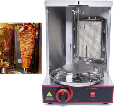 Verticale Grill - Draaiende Grill - Gourmet Maaltijden - Automatisch Roterend - 49 cm Hoog - Zilverkleurig
