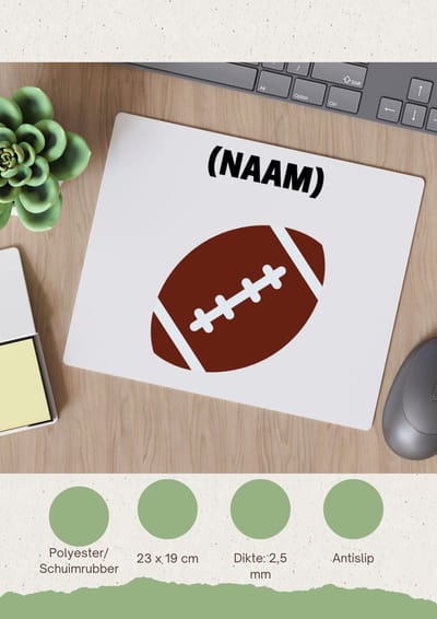 Akyol - american football met eigen naam Muismat - Sport - sporter - american footbaal - 23 bij 19 cm