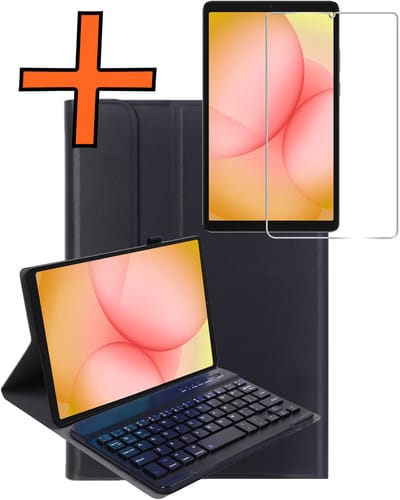 Hoesje - Geschikt voor Samsung Galaxy Tab A11 - Met Screenprotector - Keyboard Book Cover - Toetsenbord Case - Hoes - Zwart