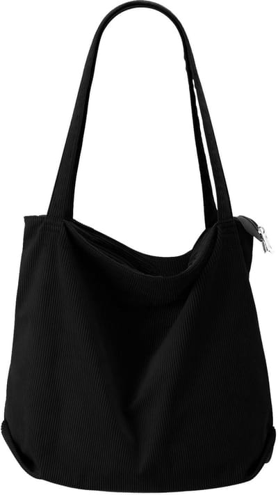 Dailygoody - Corduroy handtas - Grote schoudertas - Ruime tote bag - Geschikt voor college - Trendy stoffen tas - Perfect voor dagelijks gebruik