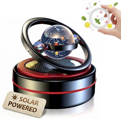 Ryoudavell - Solar Dashboard Spinner - 4x Geurtabletten Navulling - Zonne-energie Auto Roterende Decoratie Diffuser - Kinetische Auto Decoratie op Zonne-energie met Ruimtethema - Diffuser Aromatherapie - Diffuser - Autogeur Diffuser -Origineel Cadeau