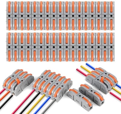 Dailygoods - Draadconnectoren - 80 Stuks Snelle Dubbele Aansluitblok - Pelvrije Push-Type Ontwerp - 2-Pins - Draad Snelsplitsingsconnector - 18-22AWG