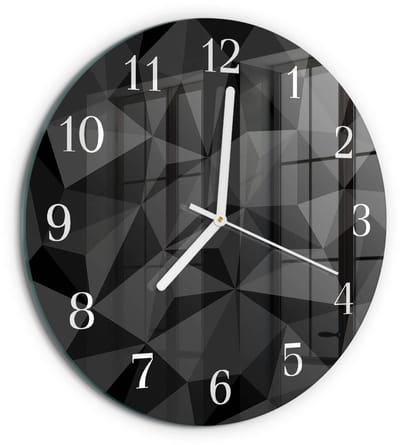 Tulup Wandklok - 3D-patroon Moderne Glazen Wandklok - 30fi cm - Zwart Wandklok Glas Met Motief - Witte Handen - Ronde Wandklok - Decoratieve Glazen Klok - Glazen Wandklok Design