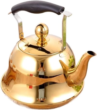 Kookplaat waterkoker - Fluitketel Theeketel - Thee Zetten - Slim Ontwerp Mond - 3 Liter - Goud