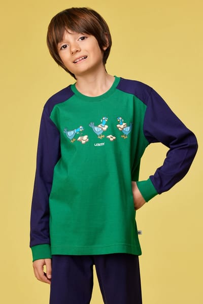 Woody Jongens-Heren pyjama donkergroen - maat 092/2J