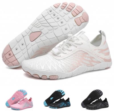 Solfit - Barefoot Schoenen - Dames & Heren - Sportschoenen Sneakers - Fitnessschoenen - Hardloopschoenen - Ademend Knit Textiel - Wit / Roze - 36- BAREON