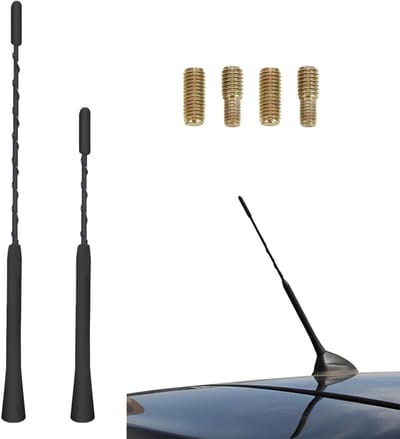 Allecto - Autodakantenne - Universele Autoradio-Antenne - 2 Stuks - Zwart - Auto-Staafantenne - Geschikt voor Diverse Voertuigen