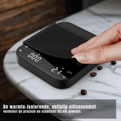 YOR® Koffie Weegschaal - Weegschaal - Scale - Max 3000 Gram - Zwart - 18cm x 18cm x 5cm