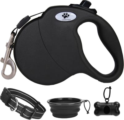 Intrekbare Hondenriem - Hondenlijn - Veilig Wandelen - Versterkt Nylon - 4.8 Meter - Zwart