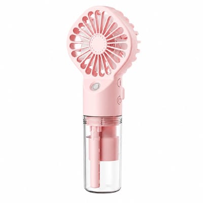 Handventilator met Waternevel - USB Oplaadbare Mini Ventilator met 4 Snelheden - Stille Pocket Ventilator voor Festival en Reizen - Hydraterende Vernevelaar Handheld - Roze Model 2026