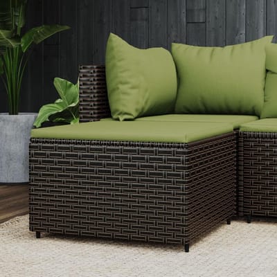 Tuin Voetenbank - Buiten Poef - Ontspannen Buiten - Weerbestendig Poly Rattan - 55 x 55 cm - Bruin