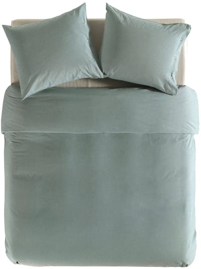 Yellow Chambray Dekbedovertrek - Lits-Jumeaux - Tweepersoons - 240x200-220 cm - Jade Green