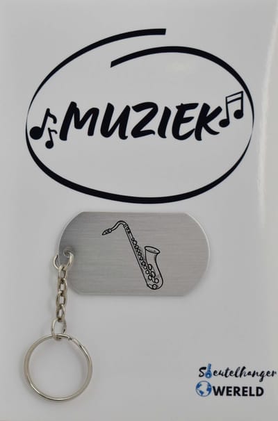 Saxofoon Sleutelhanger inclusief kaart - saxofoon cadeau – saxofoon - Leuk kado voor je vriend om te geven - 2.9 x 5.4CM