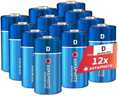 AgfaPhoto Alkaline Batterijen PLUS Mono D LR20 (1,5V, Set van 12) – Lange Levensduur – Ideaal voor Lampen, Radio’s, Speelgoed en Meer – Betrouwbare en Constante Prestaties – Voor Thuis en Professioneel Gebruik