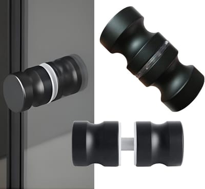 Set van 2 Douche Deurklinken van RVS, Handgrepen voor Douchedeur, Badkamer en Keuken Accessoires, 30 x 60mm (Zwart)