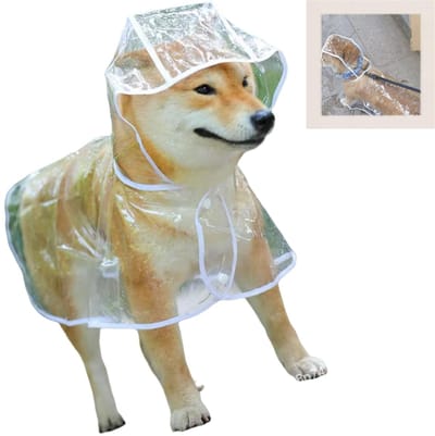 Transparante PVC regenjas voor honden met capuchon - Waterdicht - 36 cm ruglengte