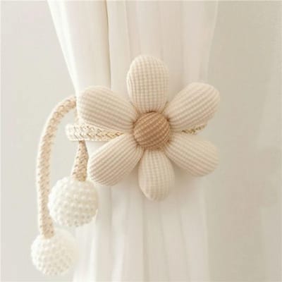 1PC Boucle Magnétique Boucle de Rideau Clip Mode Fermoir Perle Forme Fleur Boucles de Rideau de Fenêtre Embrasse de Rideau Décoration Intérieure beige