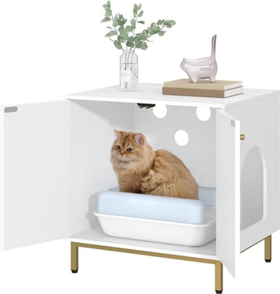 MIRA® Kattenbak Kast - Kattenhuis - Kattenmand - Wit - 50cm x 60cm x 61cm
