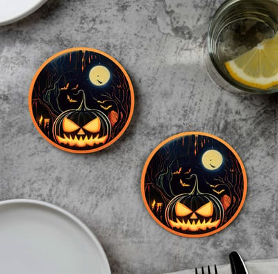 GR onderzetters voor glazen - Halloween - Crazy Pumpkin - Vinyl - 6st