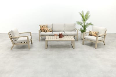 Hugo aluminium stoel-bank loungeset - Latte/Beige