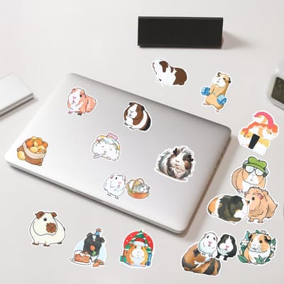 102 Stuks Waterdichte Cavia Stickers, Schattige Cartoon Dieren Stickers voor Laptop, Skateboard en Scrapbook