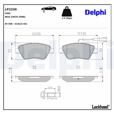 Remblokkenset, schijfrem DELPHI LP2230