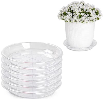 Plasticforte plantenpot onder schotel / opvang schaal - 6x - transparant - dia 18 cm - Kunststof - voor een pot met dia 23/25 cm - doorzichtig