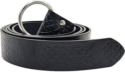 Celtic O-Ring Embossed PU Leer Riem voor Mannen - Middeleeuwse Viking Battle Knight Accessoires voor Halloween en Cosplay