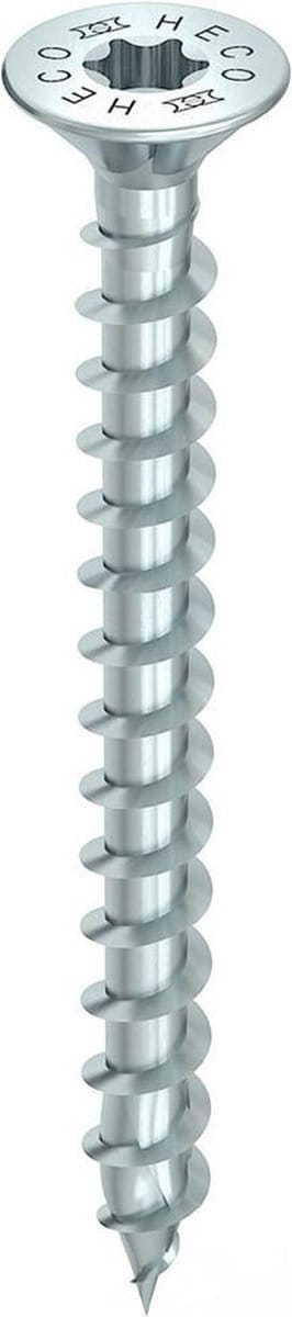 HECO TOPIX-Plus spaanplaatschroef 4,5x80mm - platkop - verzinkt - voldraad - HD-20 - 60783 (Per 200 stuks)