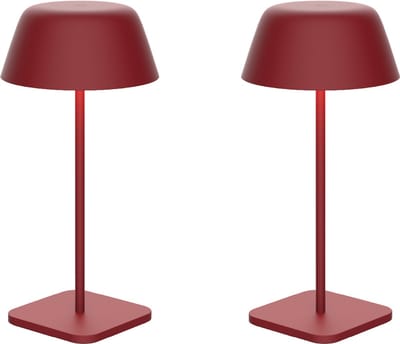 Luxus Europe - Tafellamp Paros - Set van 2 Bordeaux - Draadloze Tafellamp Binnen & Buiten - Oplaadbaar - USB-C - Dimbaar - Warm Wit - Waterbestendig
