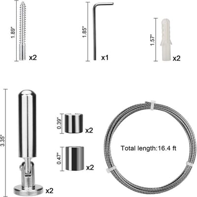 carmdering - Seilspanngarnitur Set - Gardinenseilsystem - Drahtseil Spannsystem - Robuste Zugfestigkeit - Flexible Raumaufteilung - Edelstahl En Koolstofstaal - Gladde Coating Voor Duurzaamheid - Ideaal Voor Open Woonruimtes - 1 Set