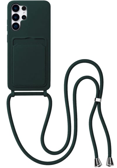 Hoes Geschikt voor Samsung S26 Ultra Hoesje Met Koord - Telefoonhoesje Geschikt voor Samsung Galaxy S26 Ultra Backcover Met Afneembaar Koord - Donkergroen